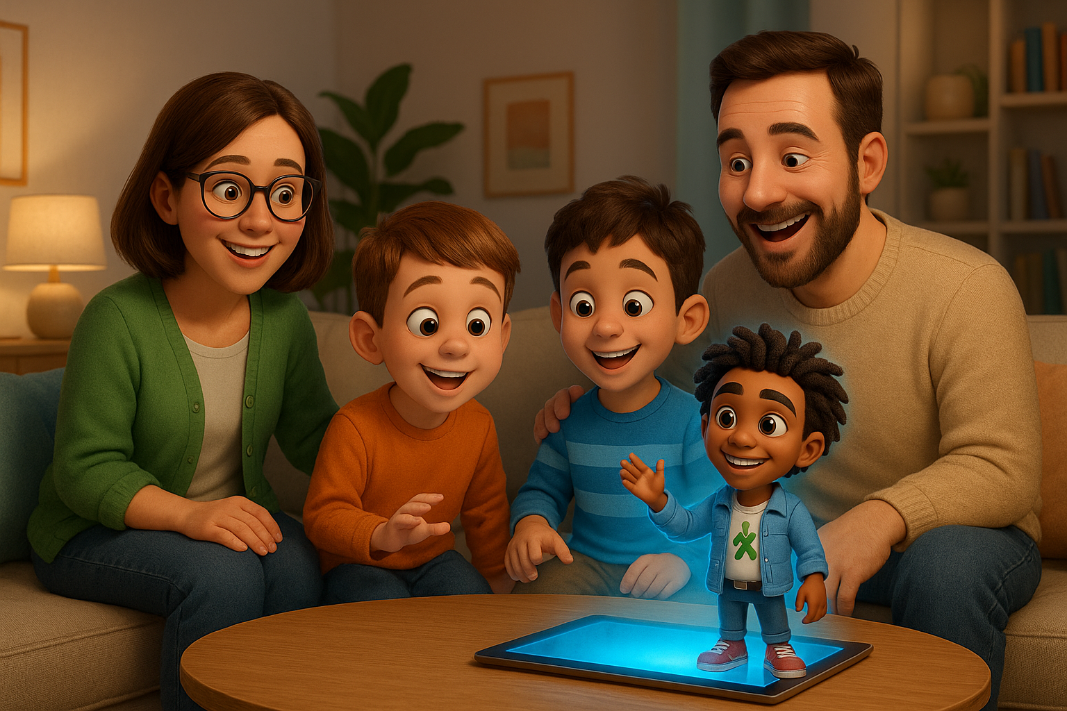 Pais e filhos usando o Michelzinho